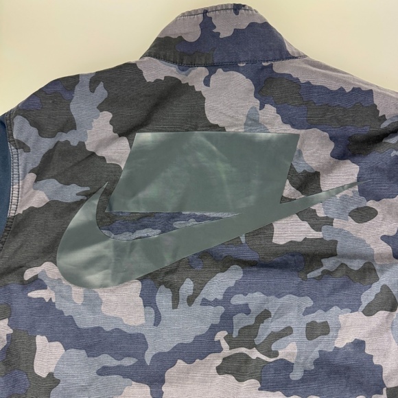 Nike NSW Sportswear Mens Size XL Blue Camo Snap Military Style Jacket - Picture 12 of 12